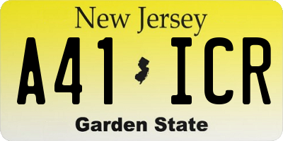 NJ license plate A41ICR