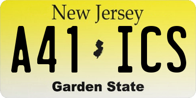 NJ license plate A41ICS