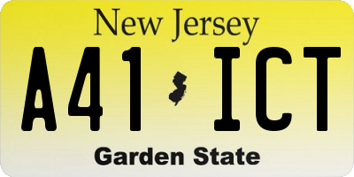 NJ license plate A41ICT