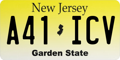 NJ license plate A41ICV