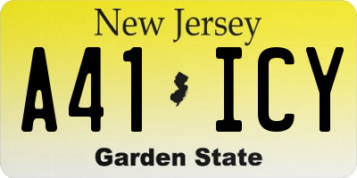 NJ license plate A41ICY