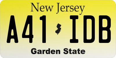 NJ license plate A41IDB