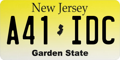 NJ license plate A41IDC