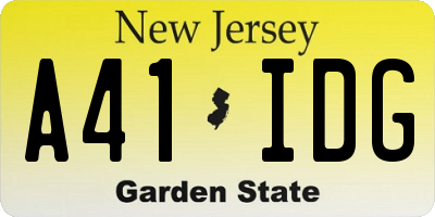 NJ license plate A41IDG