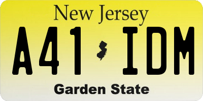 NJ license plate A41IDM