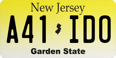 NJ license plate A41IDO