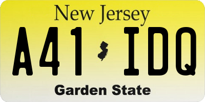 NJ license plate A41IDQ