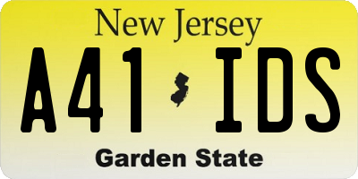 NJ license plate A41IDS