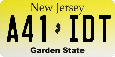 NJ license plate A41IDT