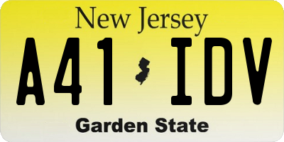 NJ license plate A41IDV