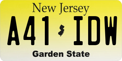 NJ license plate A41IDW
