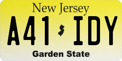NJ license plate A41IDY