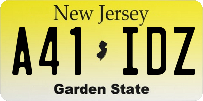 NJ license plate A41IDZ