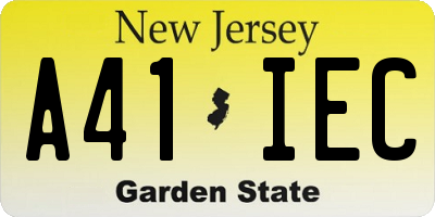 NJ license plate A41IEC