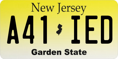 NJ license plate A41IED
