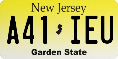 NJ license plate A41IEU