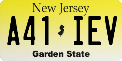 NJ license plate A41IEV