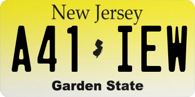 NJ license plate A41IEW