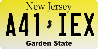 NJ license plate A41IEX