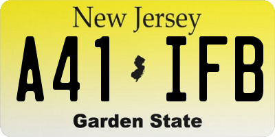 NJ license plate A41IFB
