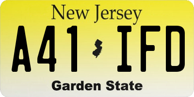 NJ license plate A41IFD