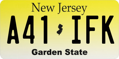 NJ license plate A41IFK