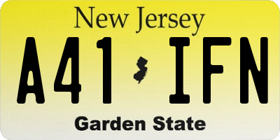 NJ license plate A41IFN