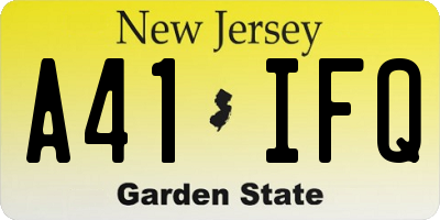 NJ license plate A41IFQ