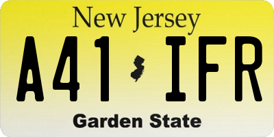 NJ license plate A41IFR