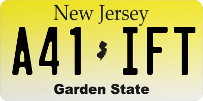 NJ license plate A41IFT