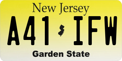NJ license plate A41IFW