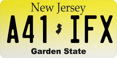 NJ license plate A41IFX