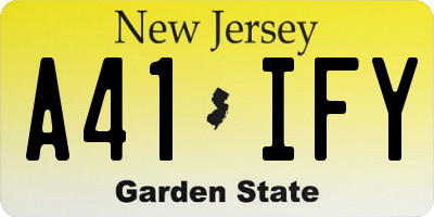 NJ license plate A41IFY