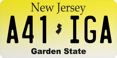 NJ license plate A41IGA
