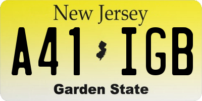 NJ license plate A41IGB