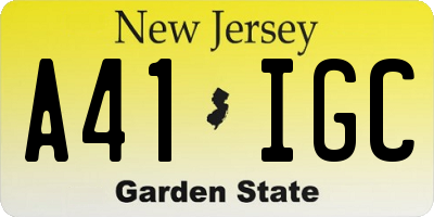 NJ license plate A41IGC