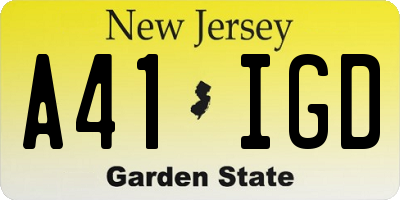NJ license plate A41IGD