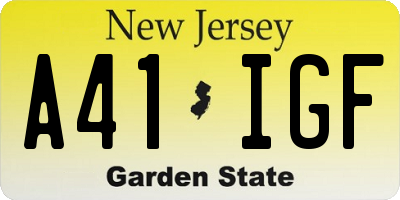 NJ license plate A41IGF