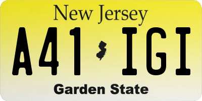 NJ license plate A41IGI