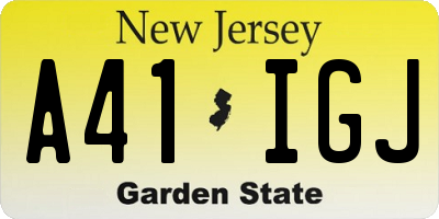 NJ license plate A41IGJ