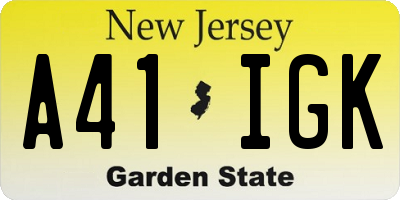NJ license plate A41IGK