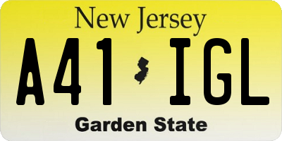 NJ license plate A41IGL