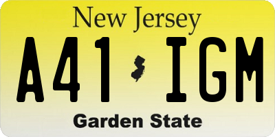 NJ license plate A41IGM