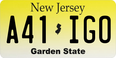 NJ license plate A41IGO