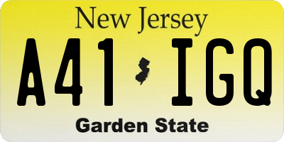 NJ license plate A41IGQ