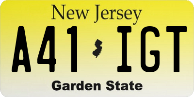 NJ license plate A41IGT
