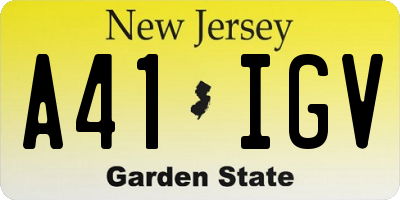 NJ license plate A41IGV