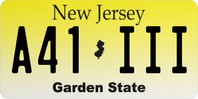 NJ license plate A41III