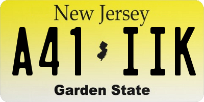 NJ license plate A41IIK