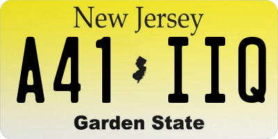 NJ license plate A41IIQ